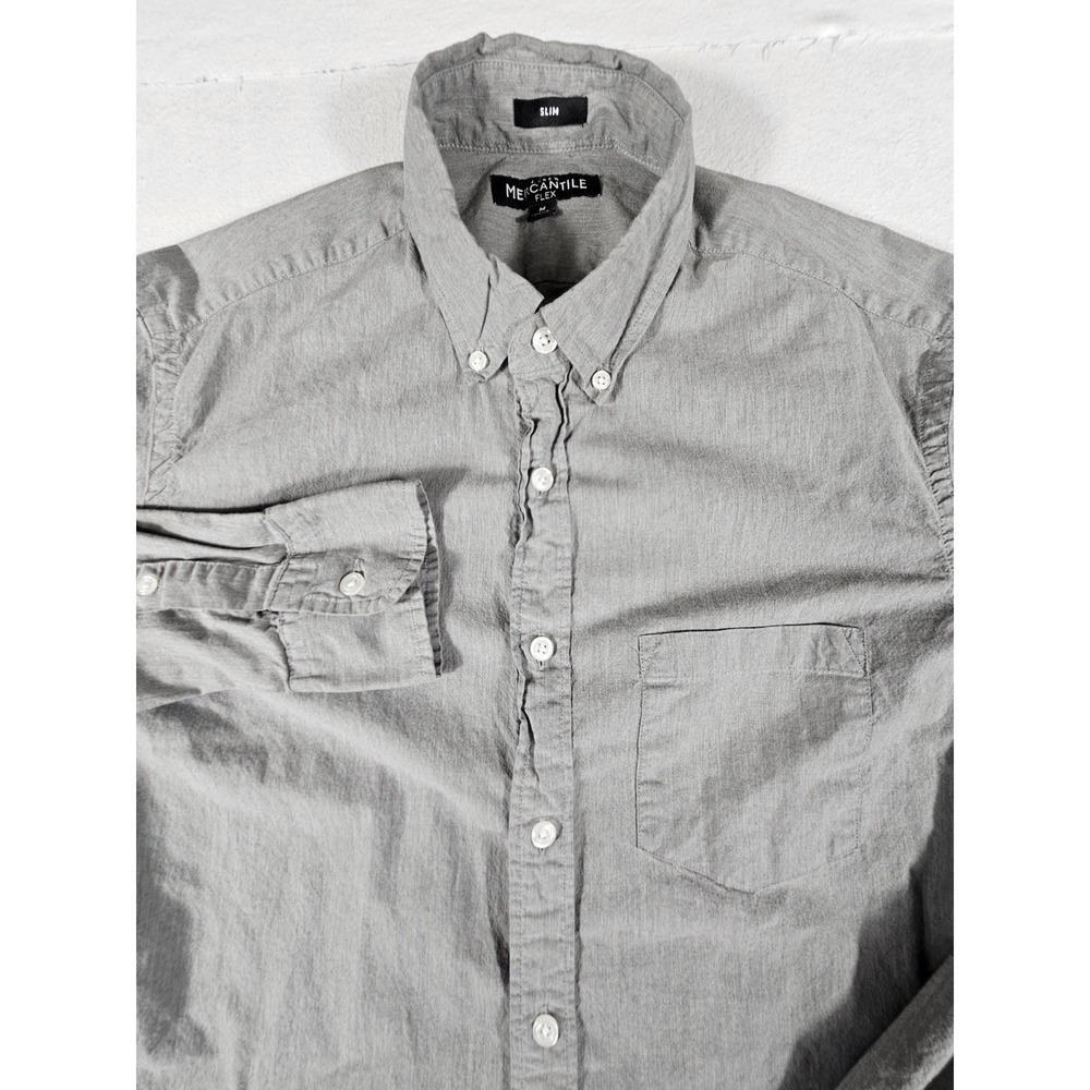 J. Crew Mercantile Flex Slim Fit Grey Long Sleeve Button Down Shirt Mens Medium